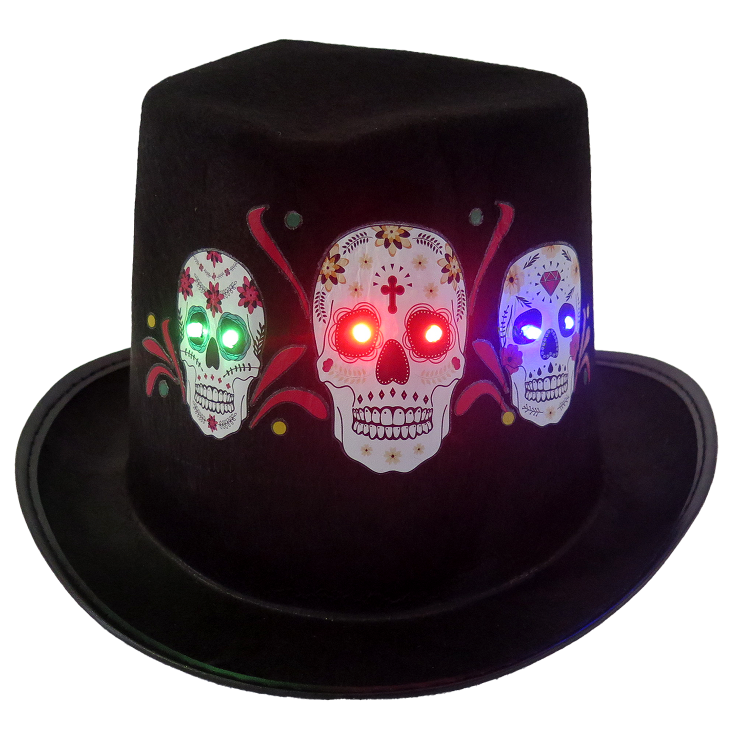 SOMBRERO ESTAMPADO DE CALAVERAS CON LUZ