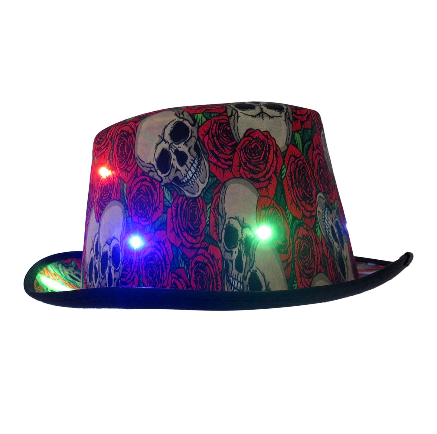 SOMBRERO DE CALAVERAS Y ROSAS CON LUZ