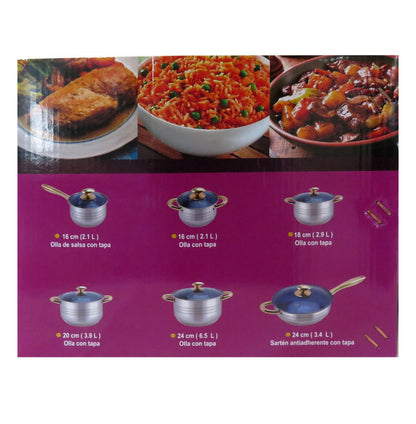 BATERIA DE COCINA 12 PZAS ACERO INOX