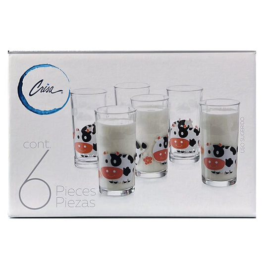 JUEGO 6 VASOS VACAS