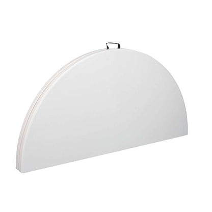 MESA REDONDA PLEGABLE DE PLÁSTICO TIPO PORTAFOLIO 1.50 M